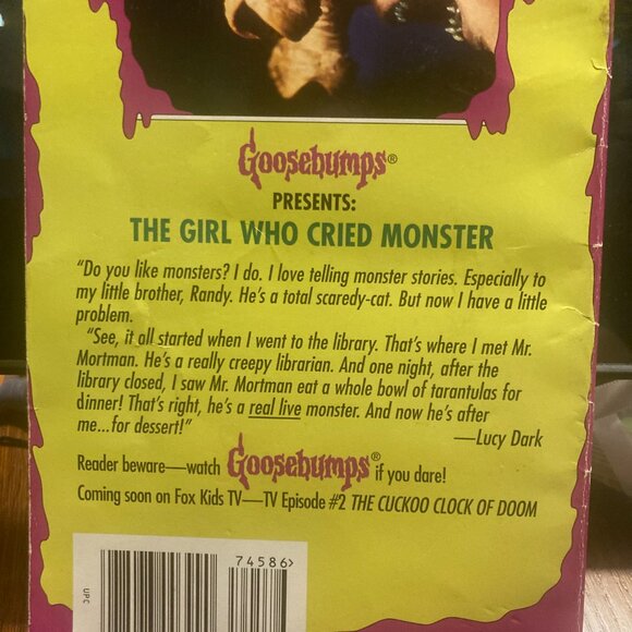 Vintage Book-Goosebumps TV Episode 1-The Girl Who Cried Monster-RL Stine 1996 - Picture 4 of 4
